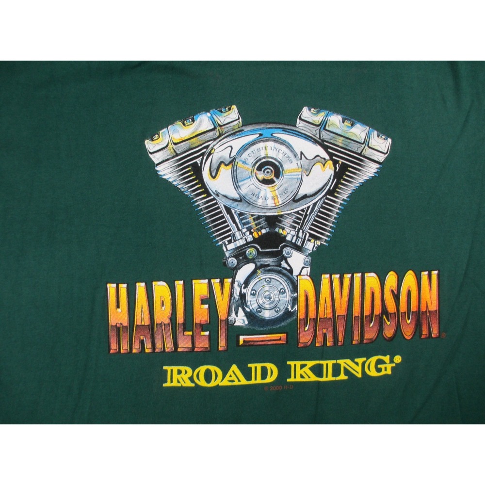 NEW VINTAGE Harley Davidson Shirt Mens Extra Large Green Road King Biker 2000 - Picture 4 of 12